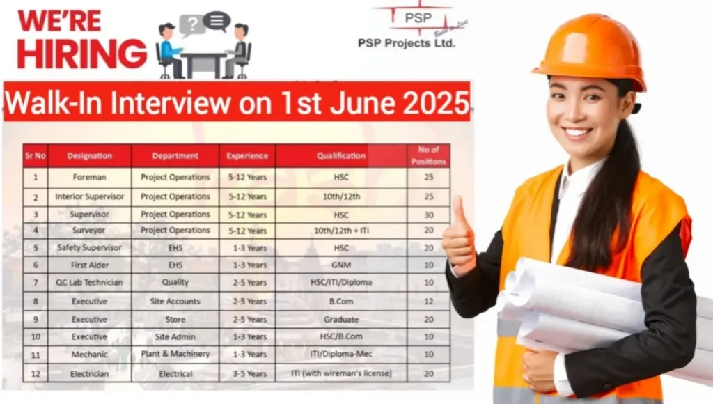 PSP Projects Ltd Walk-In Interview