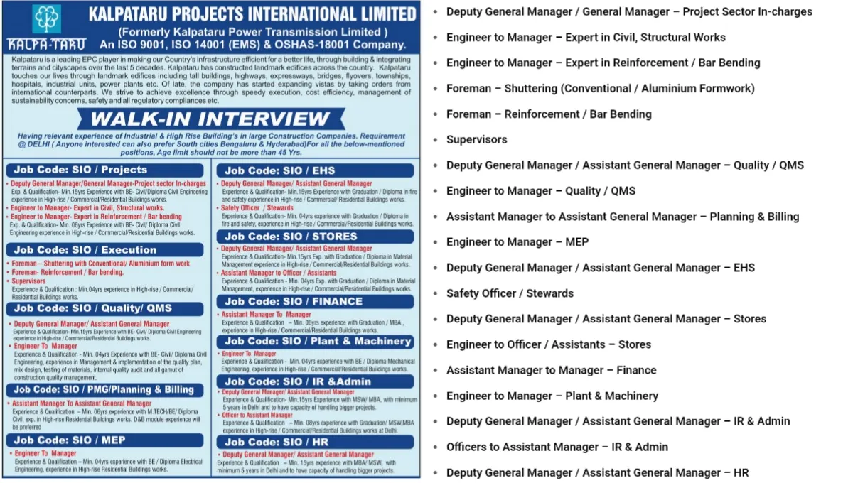 Kalpataru Projects International Limited Mega Walk In 2025