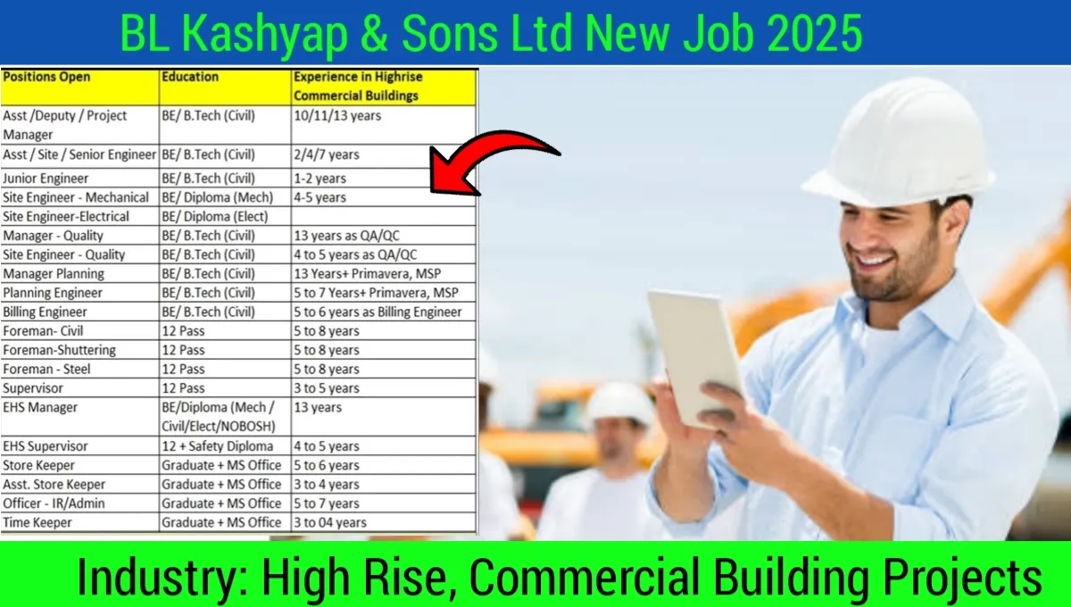 BL Kashyap & Sons Ltd Job Vacancy