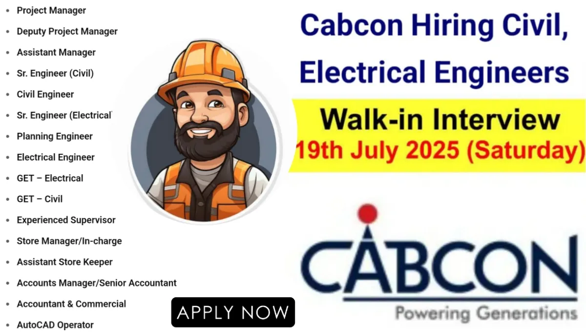 Cabcon India Walk-In Drive July 2025