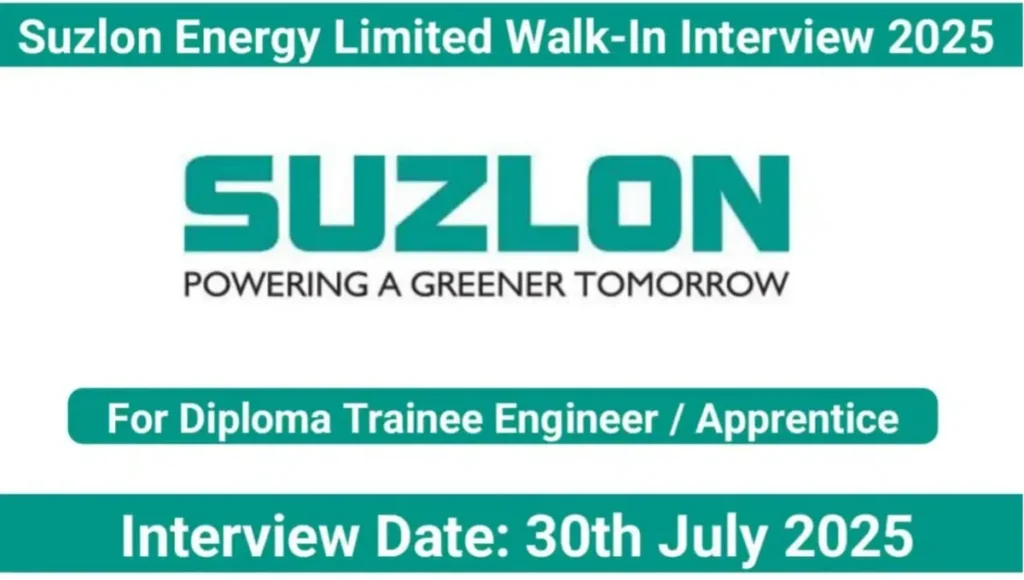 SEL Suzlon Energy Limited Walk-In Interview 2025