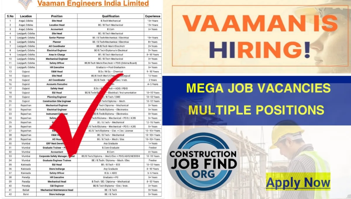 Vaaman Engineering Mega Job Jobs 2025