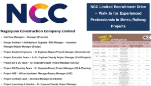 NCC Limited Recruitment Drive