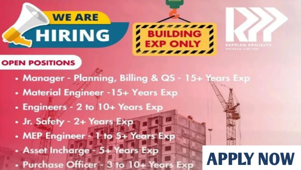 Urgent Recruitment at Repplen Projects