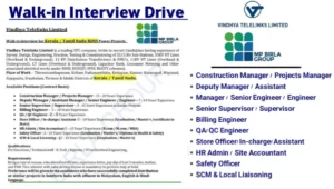 Vindhya Telelinks Ltd Walk-In Interview 2025