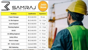 Samraj Construction Pvt Ltd Hiring