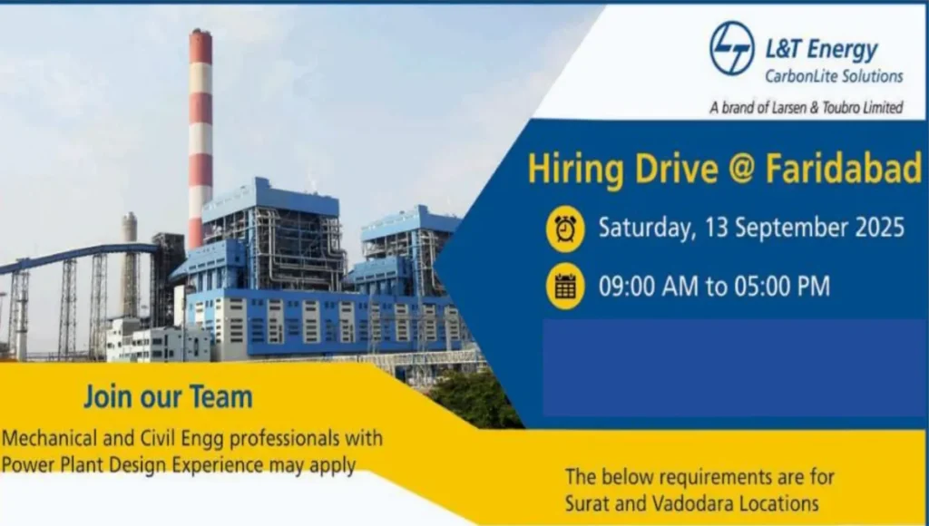 L&T Energy CarbonLite Solutions Hiring Drive 2025