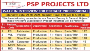 PSP Projects Ltd Walk-In Interview 2025