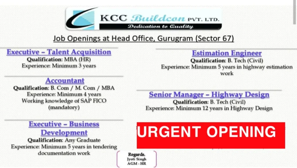 KCC Buildcon Recruitment Drive