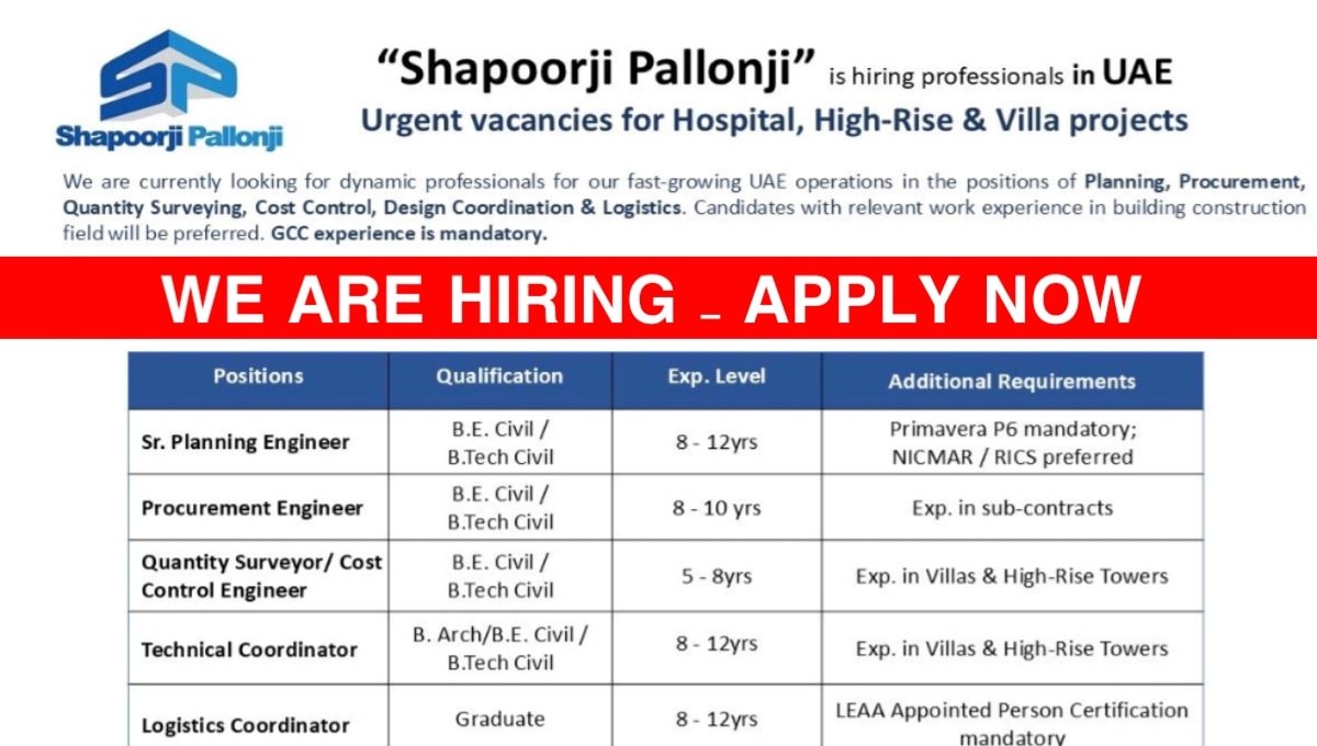 Shapoorji Pallonji Job Openings