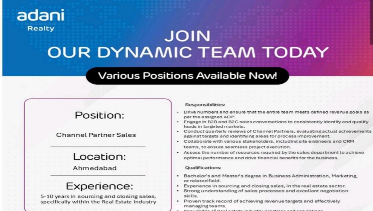 Adani Realty Recruitment 2025
