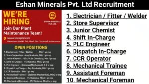 Eshan Minerals Pvt Ltd Vacancy