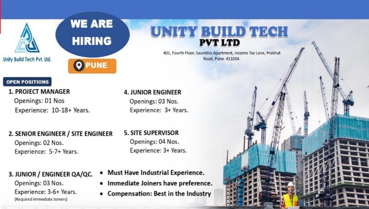 Unity Build Tech Pvt Ltd Recruitment