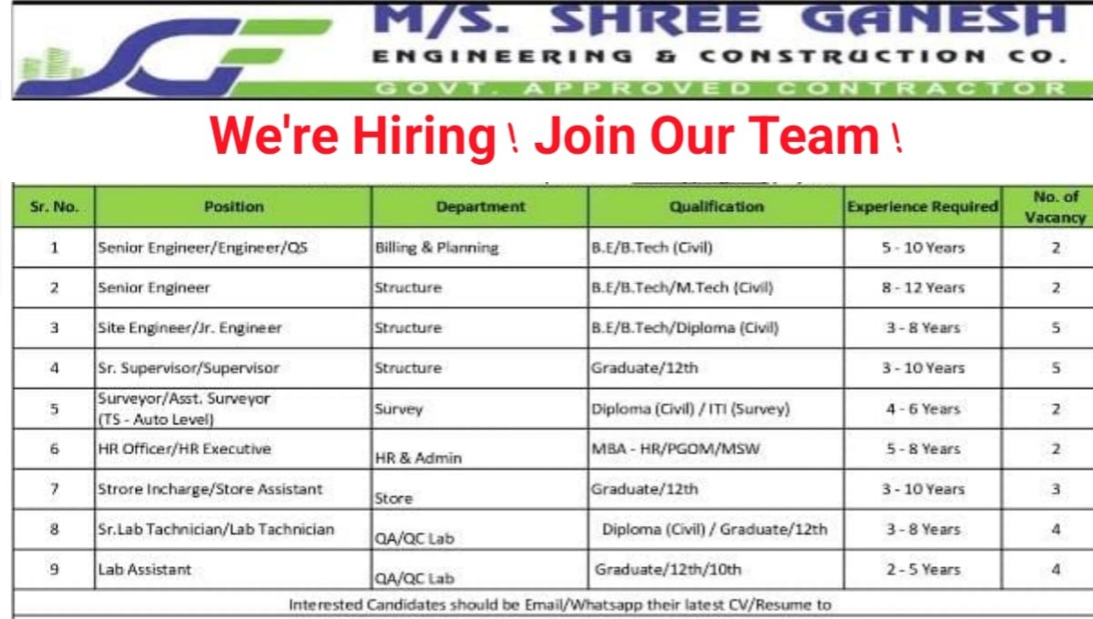 M/s. Shree Ganesh Engineering & Construction Hiring