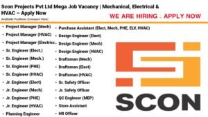 Scon Projects Pvt Ltd Mega Job Vacancy