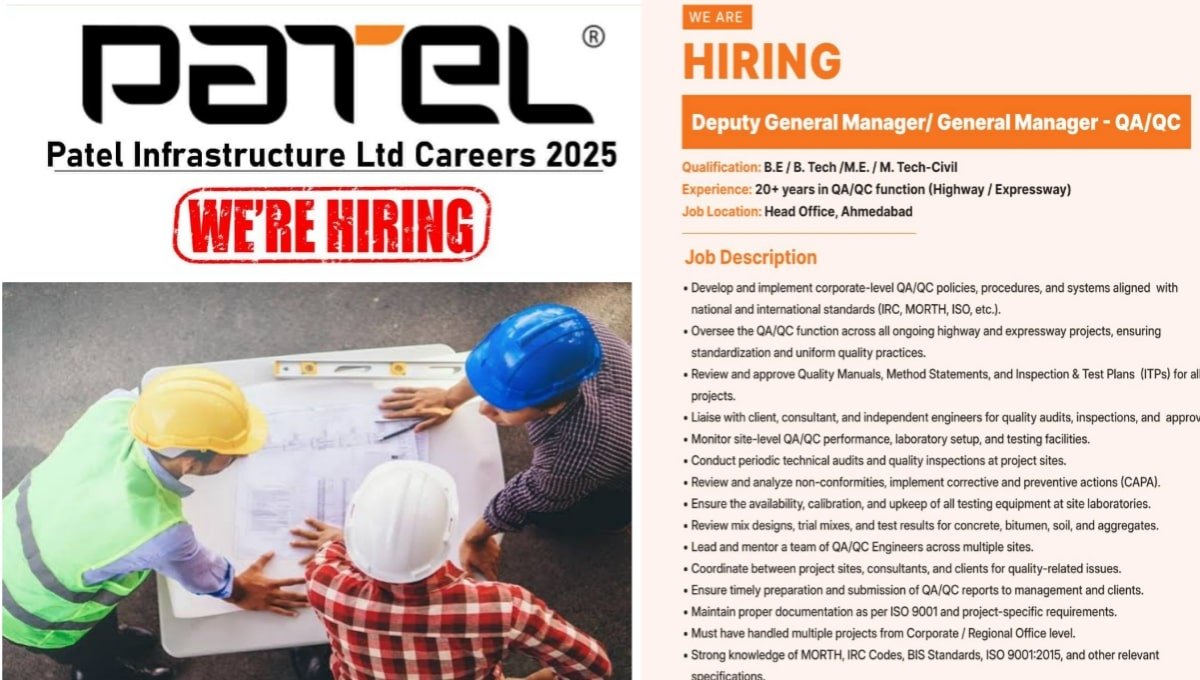 Patel Infrastructure Ltd Job Opening