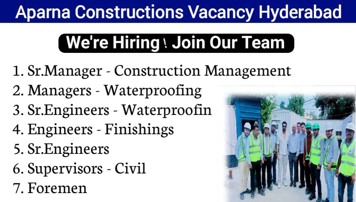 Aparna Constructions Vacancy Hyderabad