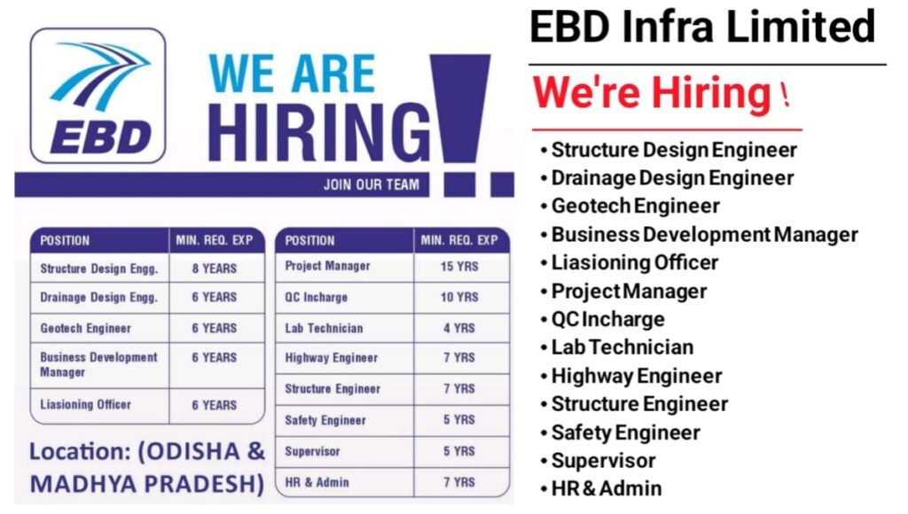 EBD Infra Ltd Job Vacancy 2025