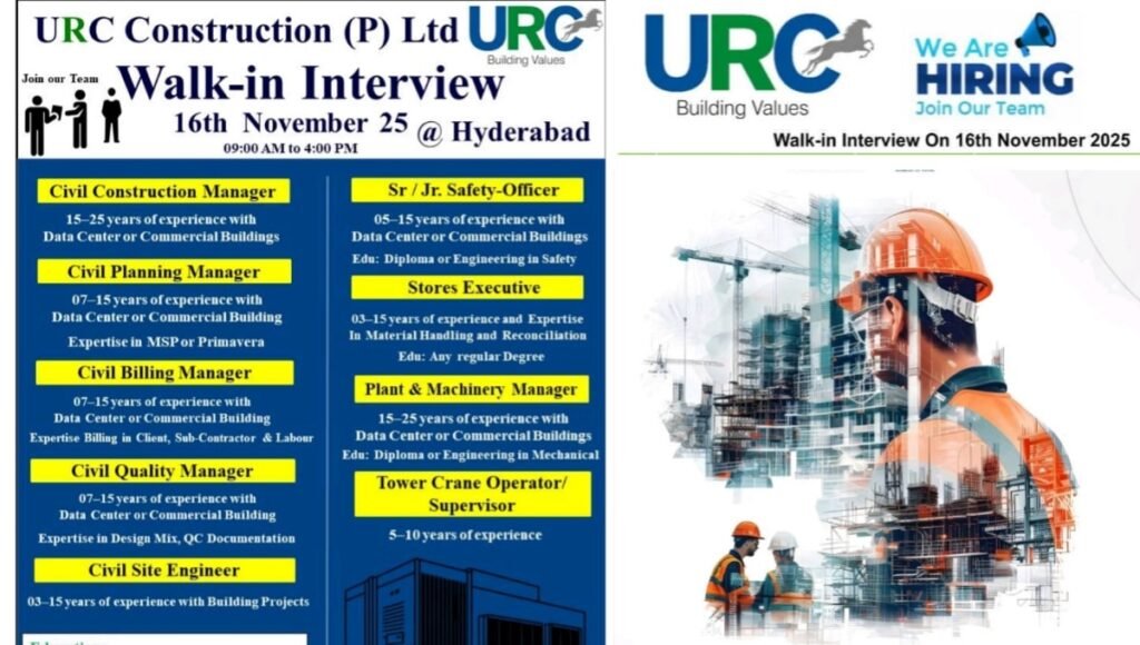 URC Construction Walk In Drive at Hyderabad