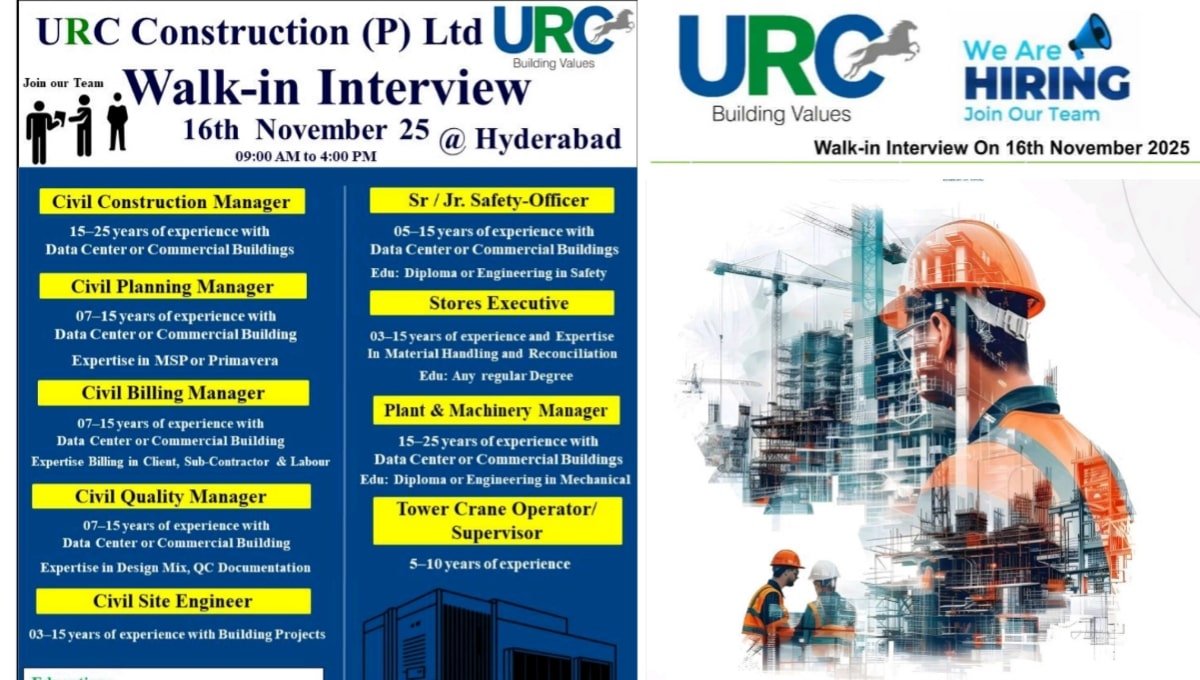 URC Construction Walk In Drive at Hyderabad