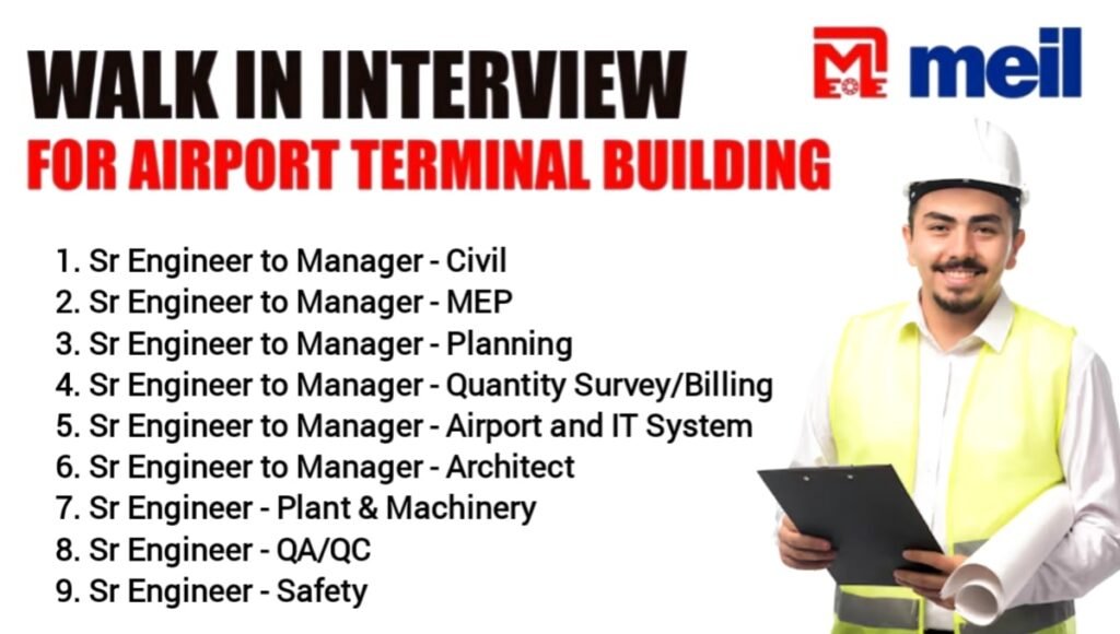 MEIL Recruitment Drive for Airport Terminal Building Projects