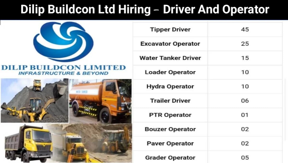 Dilip Buildcon Ltd Hiring Driver And Operator