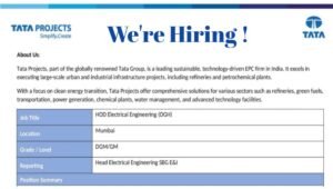 Tata Project Ltd Job Opening