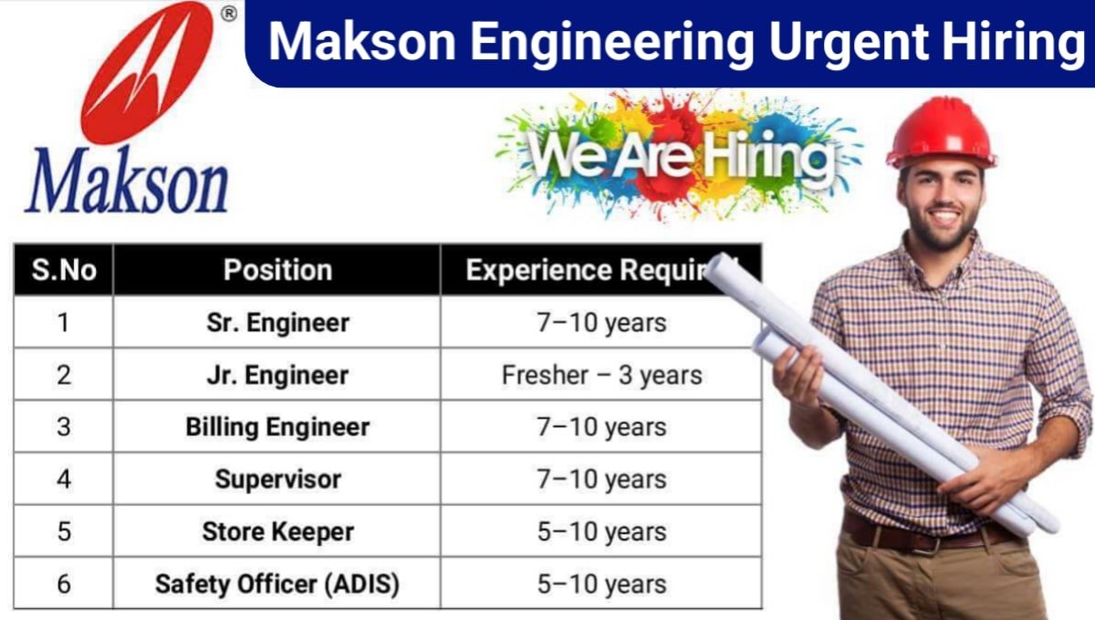 Makson Engineering Urgent Hiring