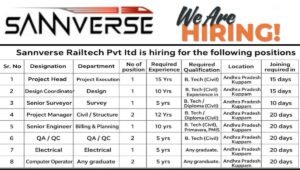 Sannverse Railtech Pvt Ltd Hiring