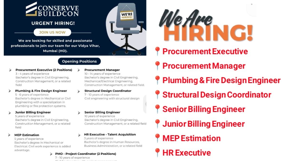 Conservve Buildcon Job Vacancy