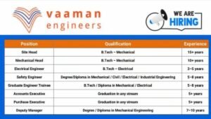 Vaaman Engineers India Ltd Recruitment