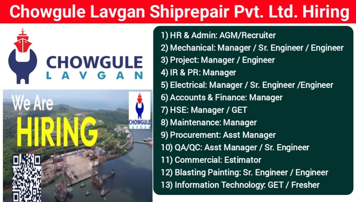 Chowgule Lavgan Shiperpair Pvt Ltd Hiring