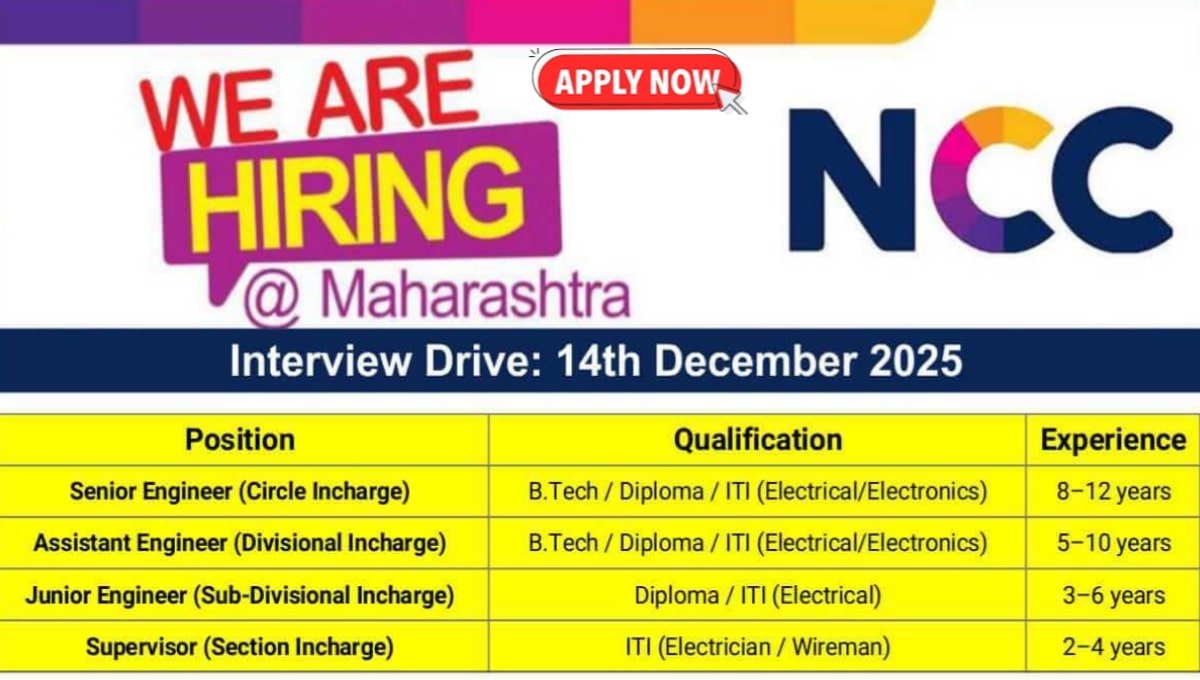 NCC Limited Recruitment Drive