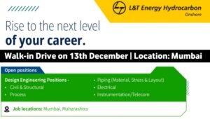 Recruitment Drive L&T Energy Hydrocarbon Onshore IC