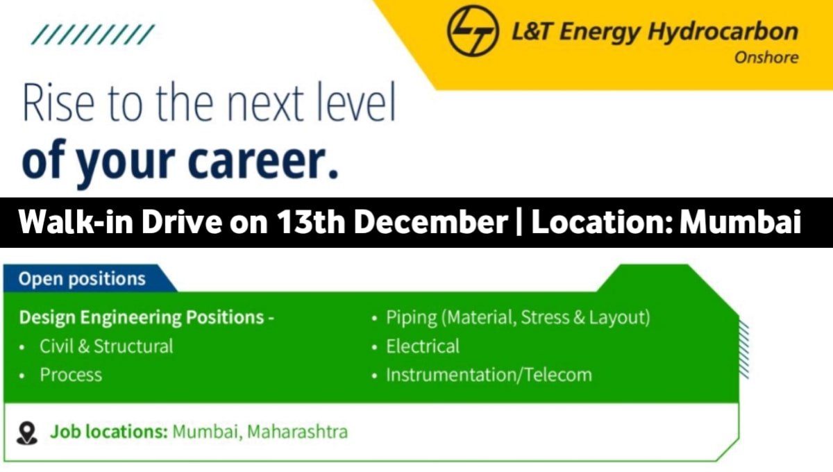 Recruitment Drive L&T Energy Hydrocarbon Onshore IC