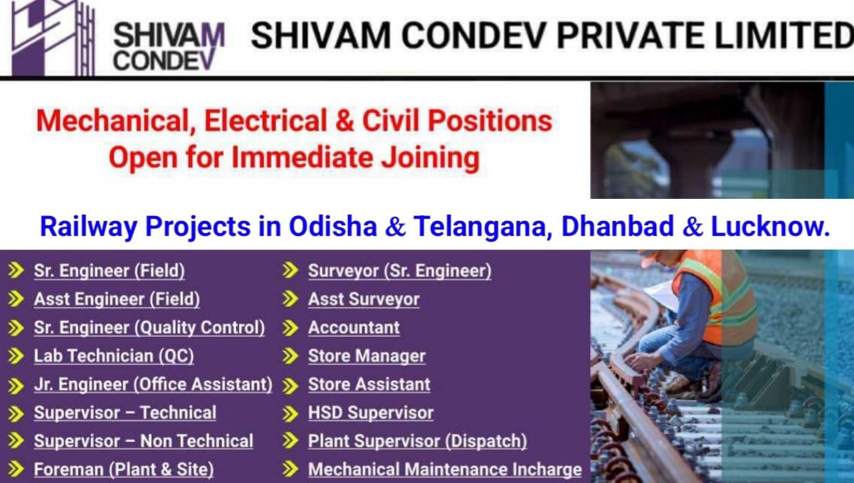 Shivam Condev Pvt Ltd Urgent Hiring 2025