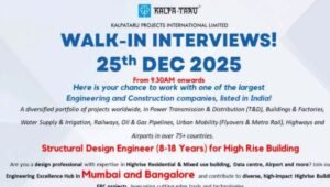 Kalpataru Projects Walk-In Interview 25 Dec 2025