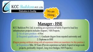 KCC Buildcon Urgent Hiring Safety Expert