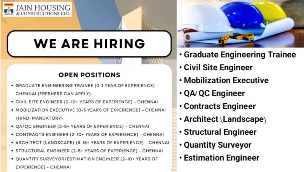 Jain Housing & Constructions Ltd Vacancy