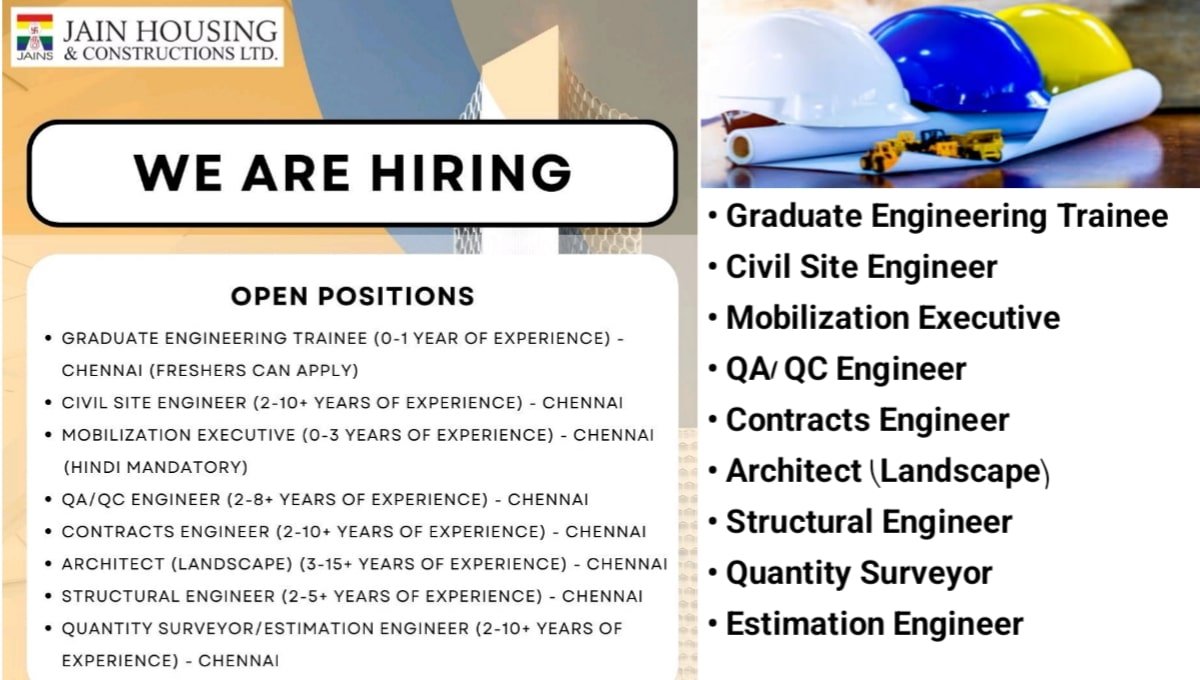 Jain Housing & Constructions Ltd Vacancy