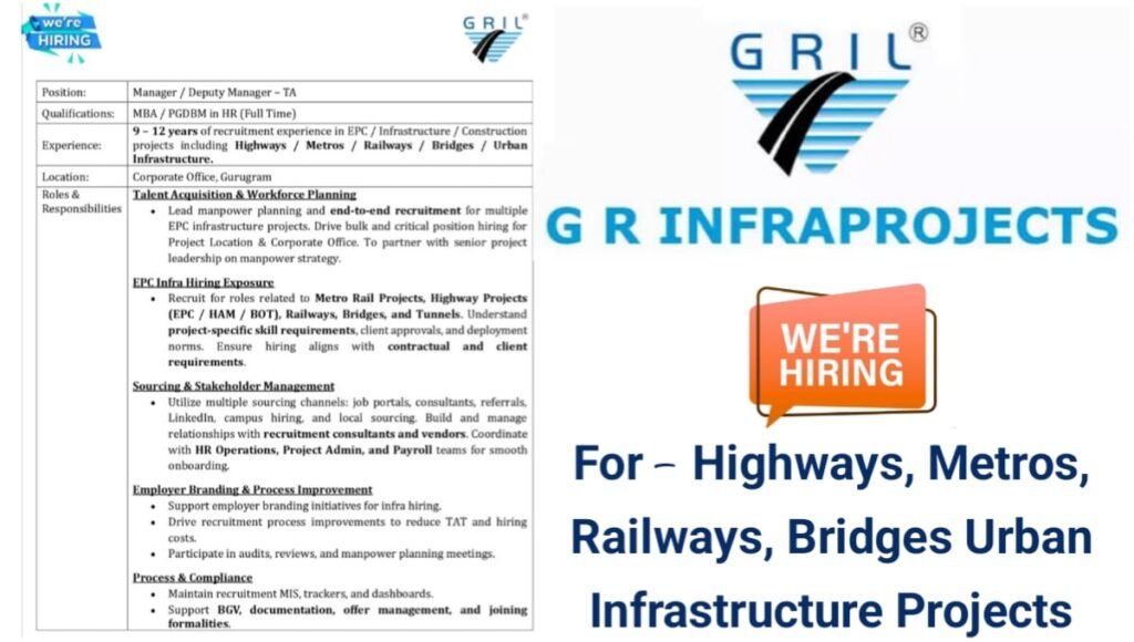 GR Infraprojects Ltd Hiring