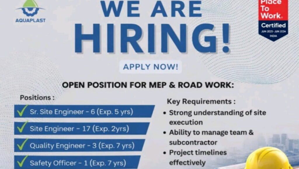 Aquaplast Infraprojects Pvt Ltd Hiring 2026