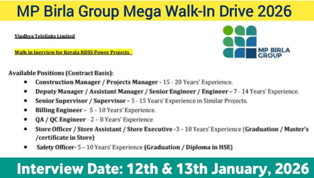 Vindhya Telelinks Ltd Walk-In Drive 2026