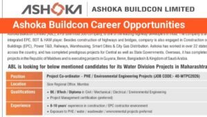 Ashoka Buildcon Limited Recruitment 2026
