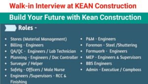 Kean Construction Walk-In Interview 2026