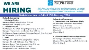 Walk-in Interview at Kalpataru Projects Company