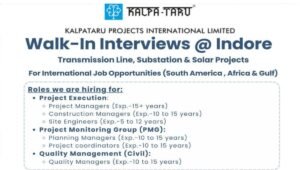 Kalpataru Projects Walk-In Interview Indore 2026
