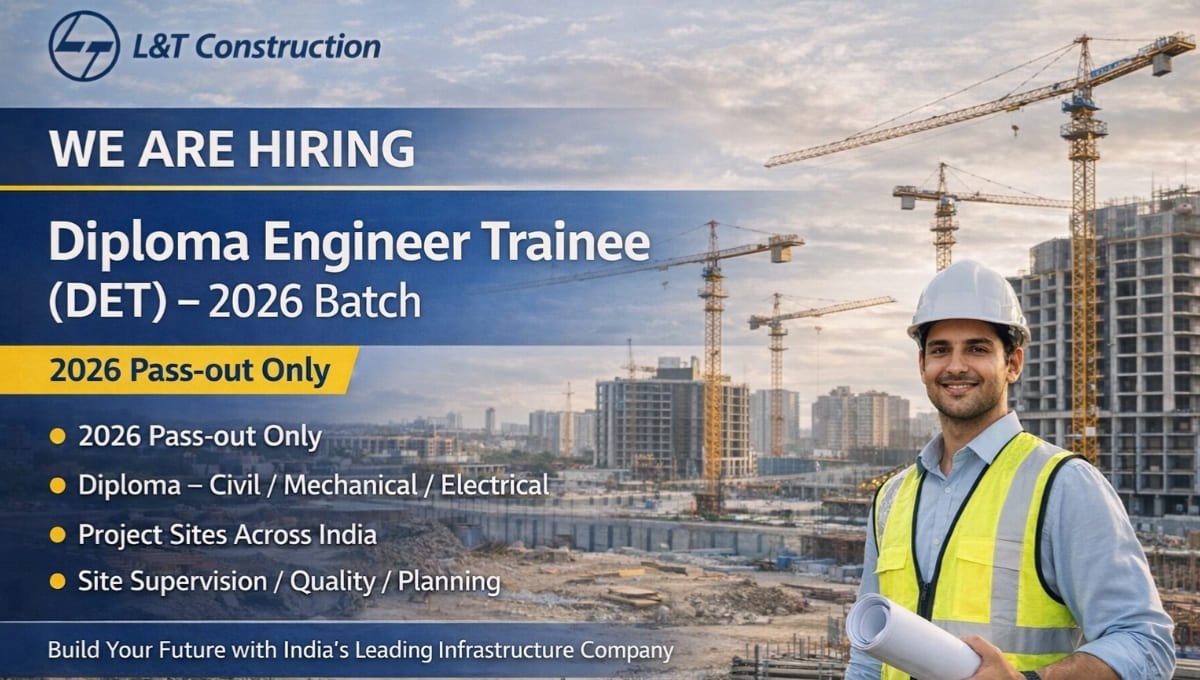 L&T Construction Jobs Diploma Engineer Trainee Vacancy