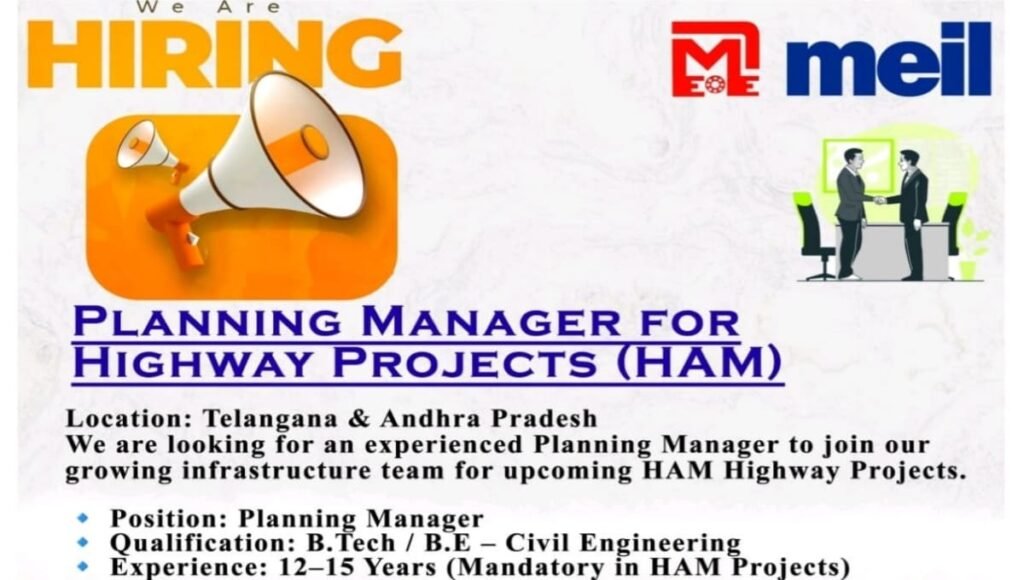 MEIL Planning Manager Recruitment 2026