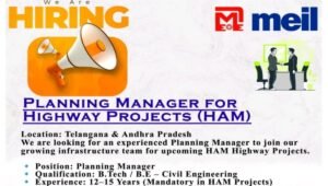 MEIL Planning Manager Recruitment 2026
